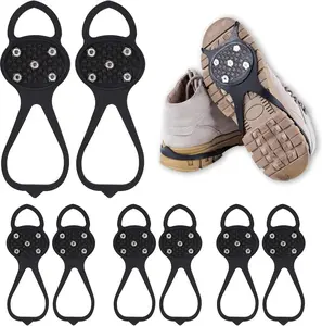 Winter Snow Ice Traction Cleats, 1 Pairs Non-Slip Crampons with Steel Spikes, TPR Rubber Anti-Slip Shoe Grips for Hiking, Walking on Ice & Snow Outdoor Activities