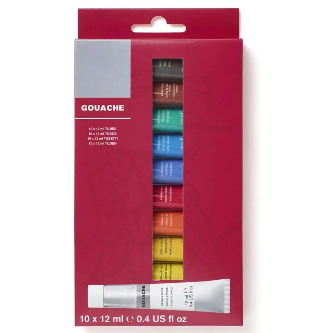 Gouache Paint Set, 10 Count, 12ml (0.4-oz) Tubes - School supplies