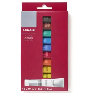 Gouache Paint Set, 10 Count, 12ml (0.4-oz) Tubes - School supplies