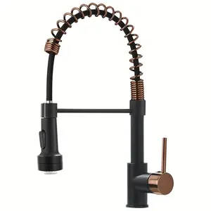 New Commercial Black Rose Gold Kitchen Faucet Pull Sprayer Kitchen Faucets