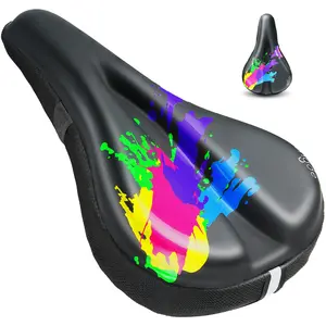 Bike Seat Cushion - Gel Padded Bike Seat Cover for Men Women Youth Comfort, Colorful and Fashionable, Waterproof Padded Cushion Fit for Peloton, Stationary Exercise, Mountain, and Road Bicycle Seats