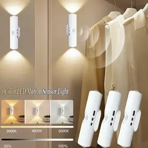3-Pack Smart Motion Sensor LED Night Lights – USB Rechargeable, Dimmable RGB Wall Sconce with 3 Color Temperatures, Adjustable, Magnetic Mount for Bedside, Closet, Hallway, Living Room, and More, Easy Installation