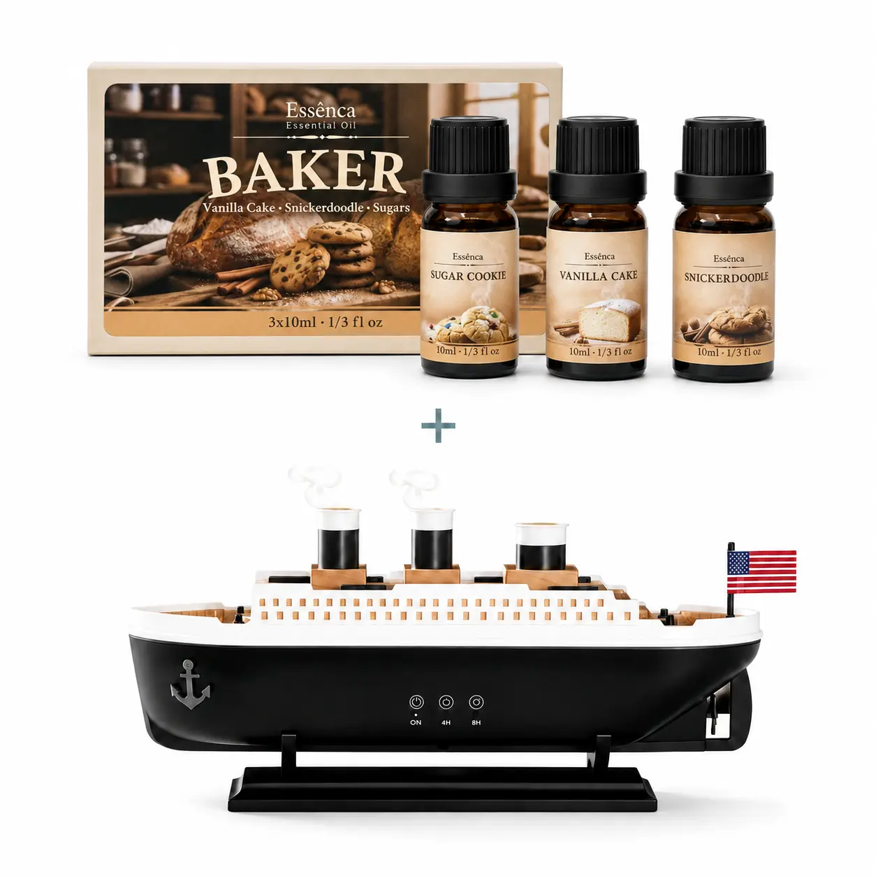 Titanic Humidifier 250ml Essential Oil Diffuser Cool Mist Ultrasonic Aroma Aromatherapy Diffuser with Remote Control 7 Light 2 Mist Mode Auto Shut-Off for Bedroom Office Hotel