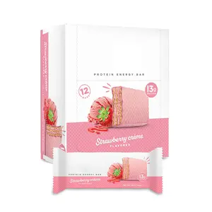 Strawberry Crème Protein Wafer Bars, Crispy Cream Filled Snack with 13g Protein and No Sugar Alcohols, Light Crunchy Energy Bars, 12 Count