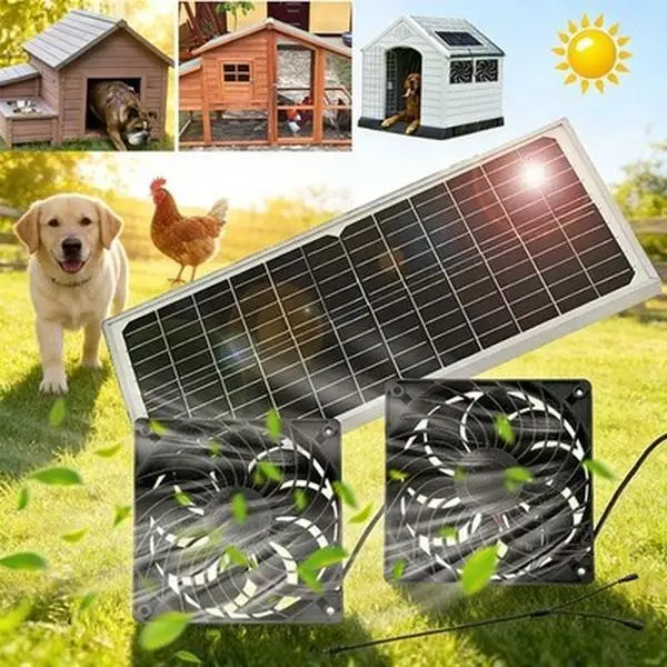 Summerfinds Wireless Solar Dual Fans Vent Fan - Speed Heat Exhaust, IP65 Waterproof, Epoxy Laminated, Tool-Less Screwless Easy Install, Eco-Friendly, No Wiring for Greenhouse, RV, Outdoor Shelter