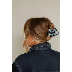 Plaid Flower Claw Clip