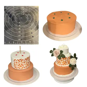 Cake Dowel Guide for Stacking ROUND Cakes & Decorating Tiered Cakes, Fondant Tools, Baking Tools, Cake Dowel & Center Template for 4", 6", 8", 10", 12", 14" Cakes