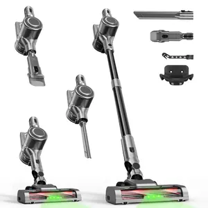 Cordless Vacuum Cleaner with Self-Standing, Lightweight Powerful Suction Vacuum,LED Screen Stick Vacuum Cleaners for Home, for Pet Hair, Carpets, Hardwood Floors (Black)