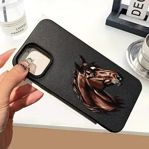 Creative Horse Pattern Shockproof Phone Case for iPhone 15/15 Plus/15 Pro/15 Pro Max/11-16 Promax, Leather Design Gift for Family/girlfriend