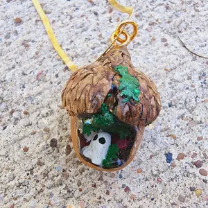 Haunted Acorn Necklace with Gold Chain - Perfect for Halloween and Spooky Occasions