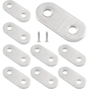20 count Flat Straight Brace Bracket 1-1/2 Inch Brace Plate Connector, Stainless Steel Mending Plates Small Flat Bracket with Screws, Heavy Duty Straight Brace for  Cabinet ()