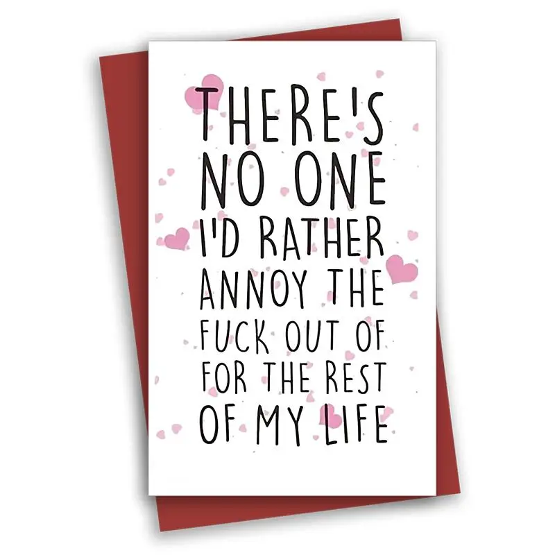 Funny Anniversary Greeting Card, 1 Set Slogan Graphic Heart Pattern Message Card with Envelope, Creative Gift for Anniversary, Festive & Party