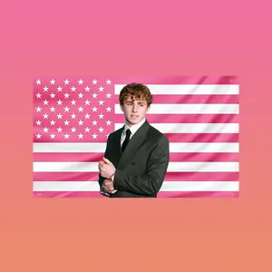 Walker Scobell Pink American Flag Tapestry 3x5FT, Percy Jackson Actor Wall Decor, Cute Celebrity Flag Banner, Aesthetic Pink USA Flag, Dorm Room Decoration, Walker Fan Gift, Inspired Wall Art
