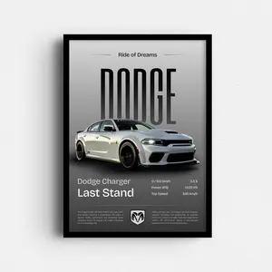 Dodge Charger Poster – Bold Muscle Car Wall Art, Last Stand Car Decor for Men, Retro Garage or Office Gift
