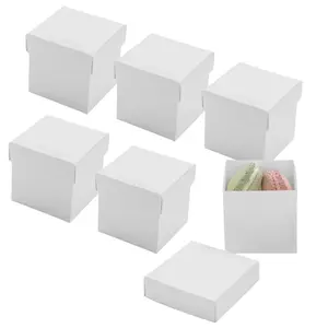 2 1/2" Bulk 48 Pc. White Square Disposable Paper Macaron Boxes with Lid