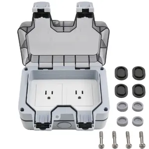 Outdoor Power Socket 15A Outdoor Lock Cover Garden Waterproof Socket Double Plug