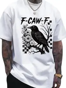 Funny Crow Pattern Print T-Shirt, Round Neck, Soft Comfortable Unisex Top, Casual Wear, Unique Gift Choice for All Occasions