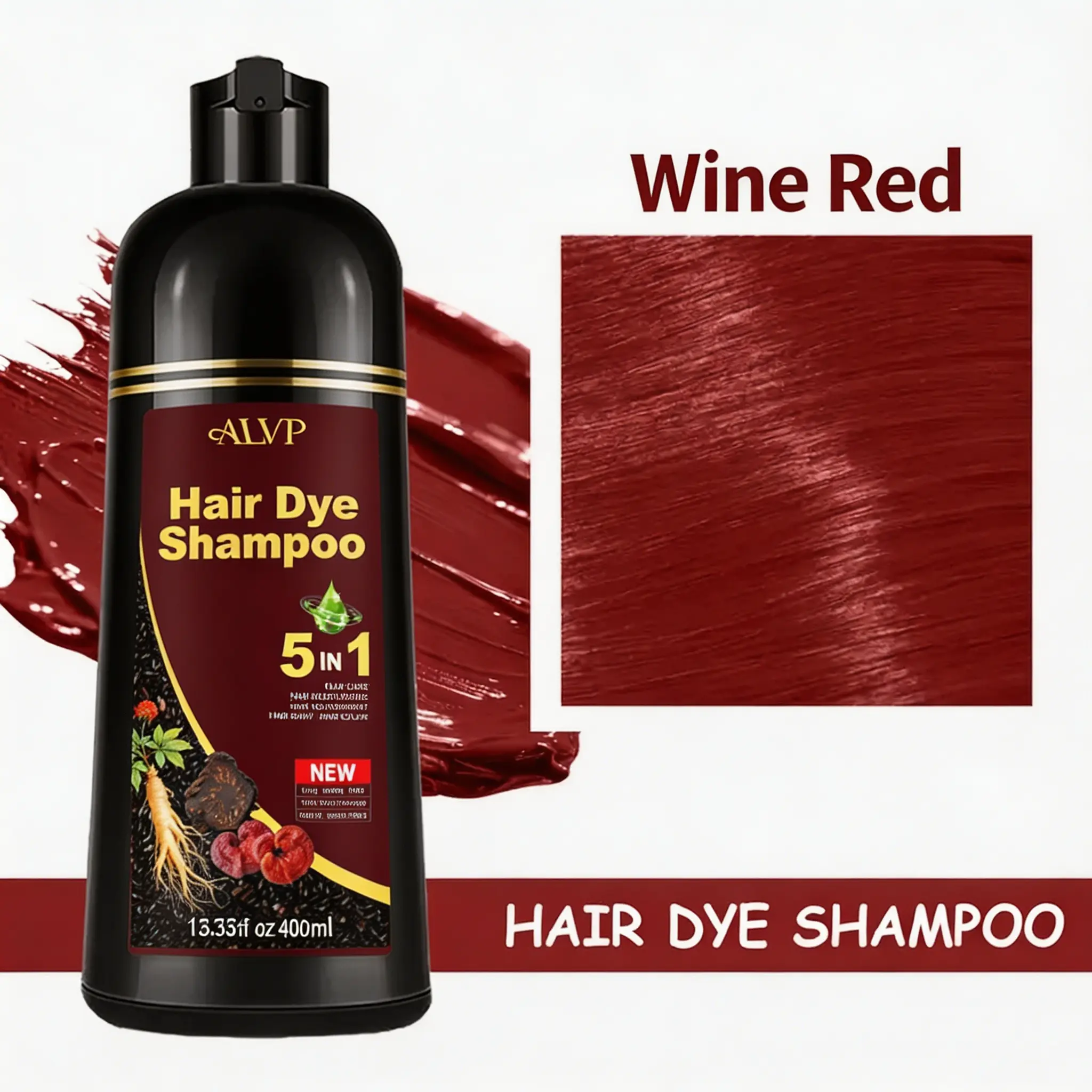2026 ALVP  New Wine Red 5-in-1  Dye Shampoo |  Gray Coverage | Nourishing & Long Herbal Hair Dye Ginseng outdoorfun woman natural