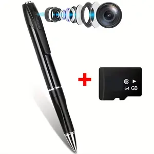 HD Body Pen Camera 1080P Portable Security Camera with 64GB Memory Card for Lectures Class Office Business Meeting Indoor Outdoor Surveillance Motion Detection Loop Recording