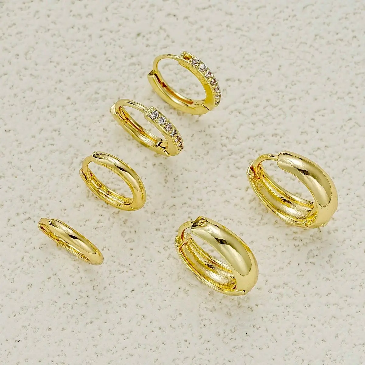 Women's 6pcs Cubic Zirconia Stud Earrings Set - Fashionable Exquisite Costume Jewelry for Party, Daily Matching (No Box)