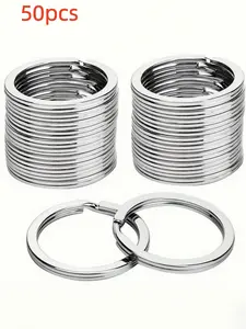 30/50 Bulk Split Keychains, Lightweight Keychain, Flat Keychain Parts, Home Car Key Bag Accessories, DIY Handmade Hardware Supplies (0.98 Inch, 1.18 Inch)