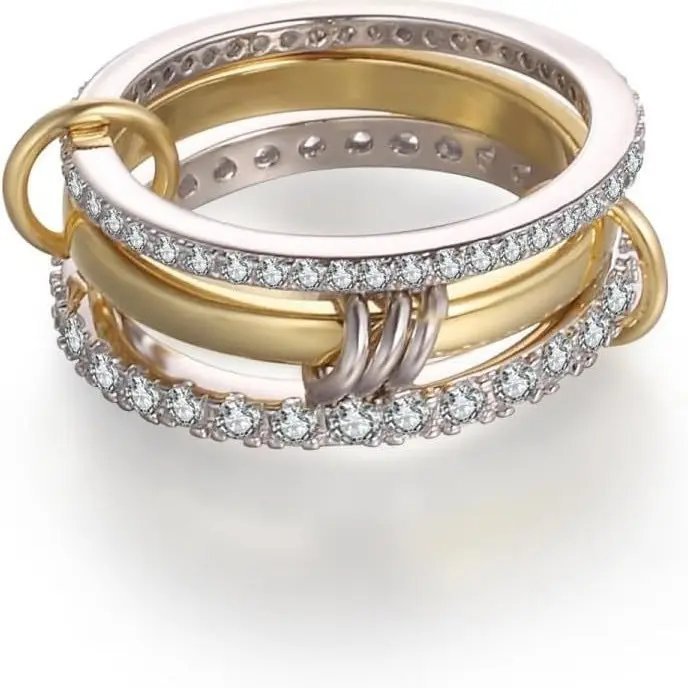 stainless steel interlocking titanium steel ring two-color multi-element ring for women and men