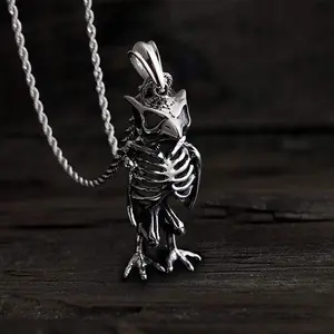 GTHIC Unisex Owl Skull Stainless Steel Animal Pendant Fashion Accessories Gift Daily Wear