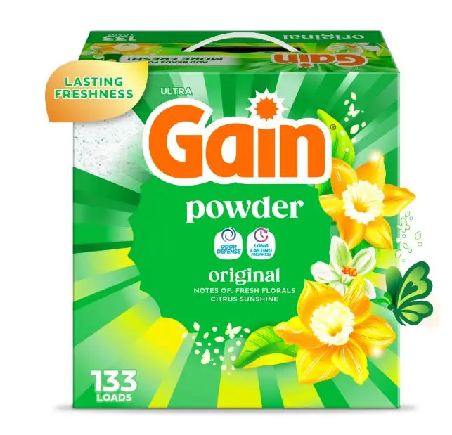 Gain Powder Laundry Detergent, Original Scent, 123 oz, 133 Loads