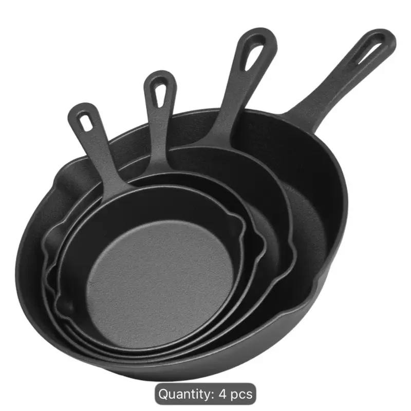 3/4/5-Piece Cast Iron Cookware Sets - Commercial-Grade Pre-Seasoned Professional Cookware, Suitable for Frying, Sautéing, Indoor/Outdoor Use, Ovens, Grills, 3 Piece Cookware Sets