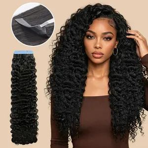 Paul's Burmese Curly Tape in Human Hair Extensions Curly Tapeins for Black Women