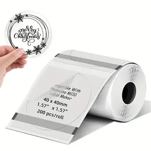 Transparent Round and Square Thermal Labels, 4x3cm, 230 Sheets/roll, Self-Adhesive, Compatible with Multiple Printers, Barcode and Address Labels
