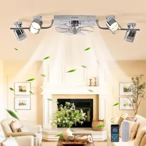 Ceiling Fans with Lights and Remote,39.4" Low Profile Ceiling Fan Dimmable Fandelier Ceiling Fan with Light 360? Rotatable Lightheads Modern Flush Mount LED Fan Light for Bedroom Kitchen