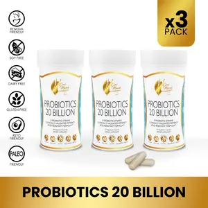 3 Pack Coco March N.M.D Probiotics 20 Billion Dietary Supplement, Digestive Health Support Wellness - 60 Capsules per Container