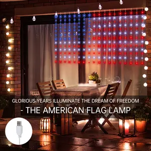 1pc USB American Flag Lights with 234 LEDs | Led Flag Net Light of The United States for Home Yard, Garden, Camping, Memorial Day, 4th Of July, Christmas Decorations, Camping Decor, Holiday