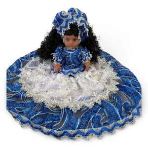 Spiritual Santeria Doll 12” Blue & White Orisha Statue – Handmade Spiritual Muneca Religiosa Yoruba Decor – African Ifa Altar Figurine – Botanica Santeria Decoracion