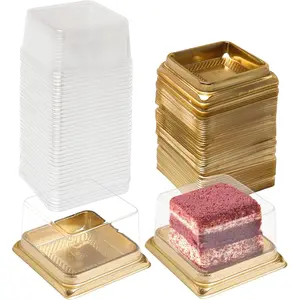 Single Clear Mooncake Box, 50 Pack Individual Mini Cupcake Boxes Container Plastic Transparent Mooncake Box Cake Cookies Muffins Box, Square