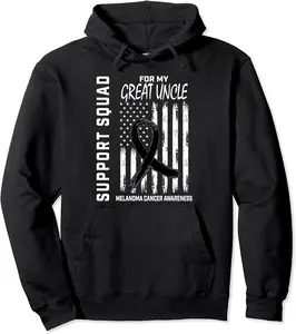 Melanoma Cancer Awareness Flag Great Uncle Support Squad Pullover Hoodie - Feliciabr Shop 34B0D1N5G9Z9