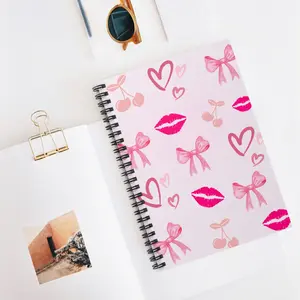Cute Kisses & Bows Spiral Notebook - Perfect for Journaling, Gifts, School, Love Notes, Valentine's Day, Stationery