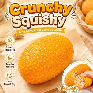 Crunchy Fried Cake Squishy Toy, Satisfying Bead Filled Squishy Fidget Toy, ASMR Sensory Stress Relief Toy, Crispy Texture Squishy for Kids & Adults