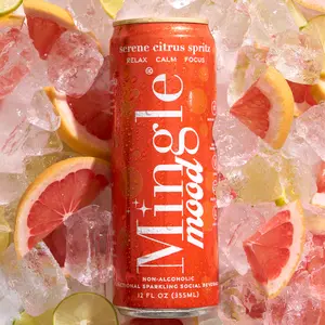 Mingle Mood Serene Citrus Spritz Functional Adaptogen Beverage for Calm Focus Non Alcoholic Sparkling Social Drink 12 Fl Oz
