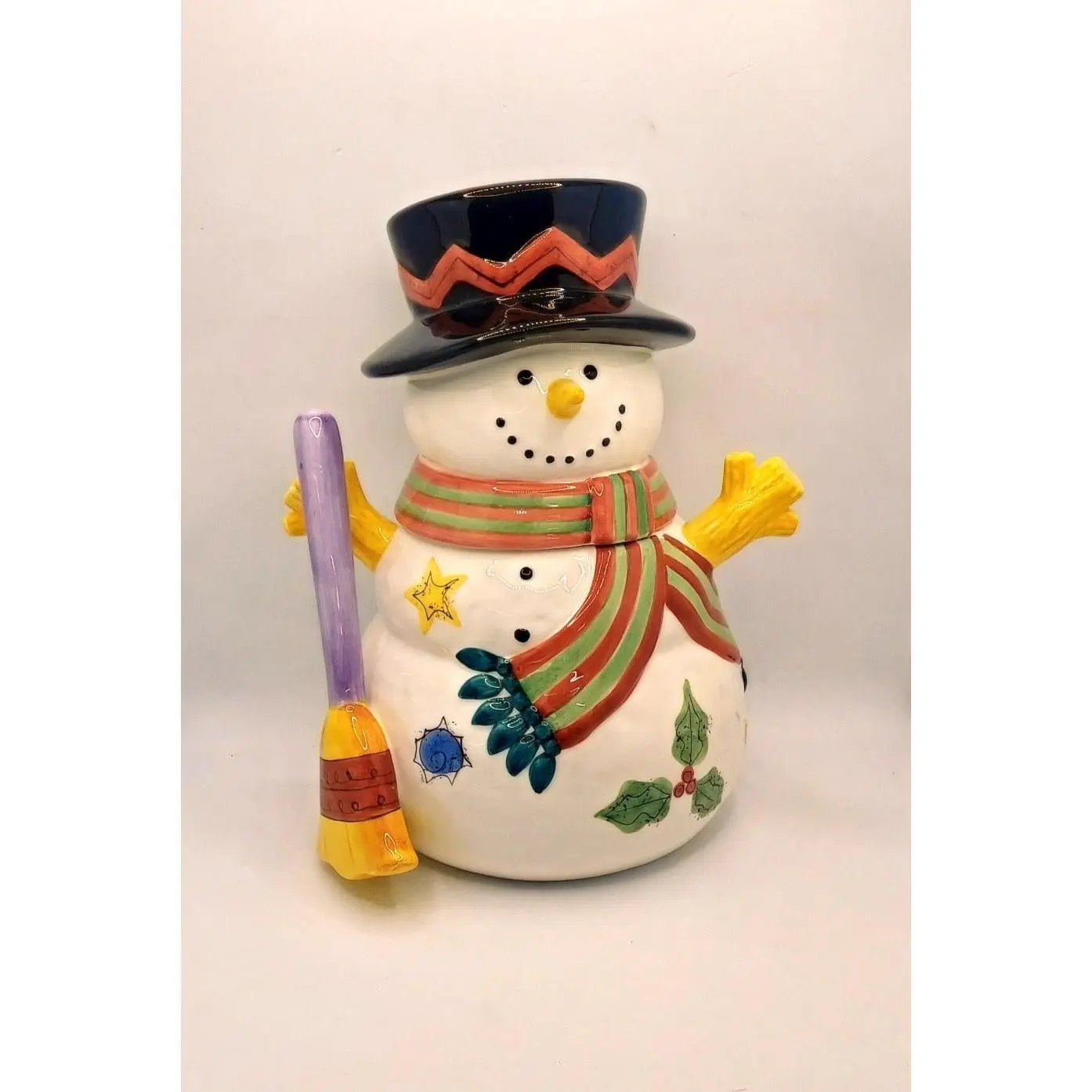 Sango The Sweet Shopp Christmas Snowman Glass Cookie Jar 11"