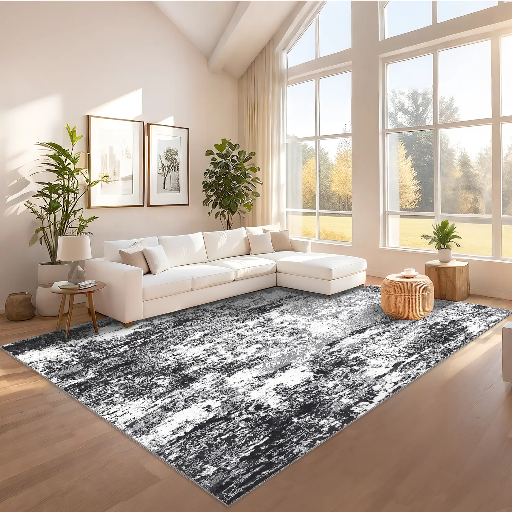 Modern Abstract Print Rug Washable Soft Non-slip for Living Room Decor Foldable and Non-shedding for Bedrooms Dining Rooms Offices Game Rooms Laundry Rooms and More