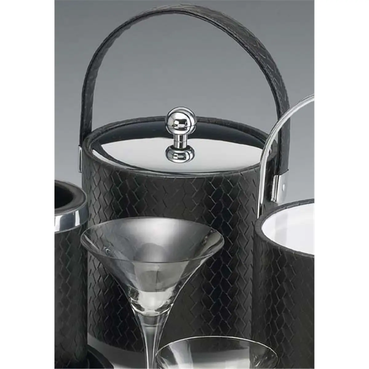 Kraftware 46373 San Remo Eclipse 3 Quart Ice Bucket with Stitched Handle and Metal Cover