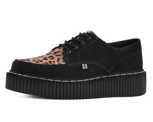 Black Suede Brown Leopard Hair Vintage Creeper