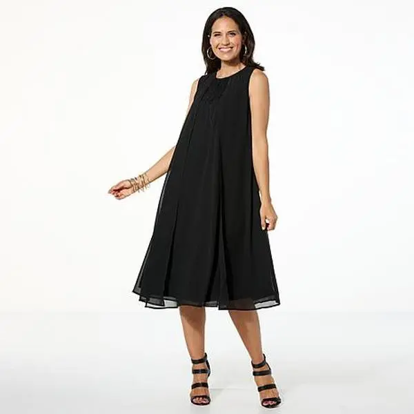 MarlaWynne WynneLayers Chiffon Overlay Dress with Embroidery