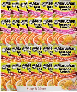 Maruchan Ramen Instant Cup Noodles 24 Count - 12 Lime Chili Chicken Flavor & 12 Lime Chili Shrimp Flavor , 2 Flavors