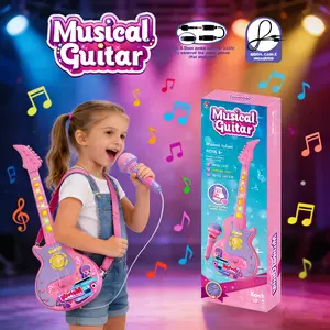 Kids Light Music Guitar Strap Microphone Toy - 2-in-1 Karaoke Guitar with LED Lights & Mic, Musical Toy for 2-6 Year Old Boys Girls | Birthday Gift