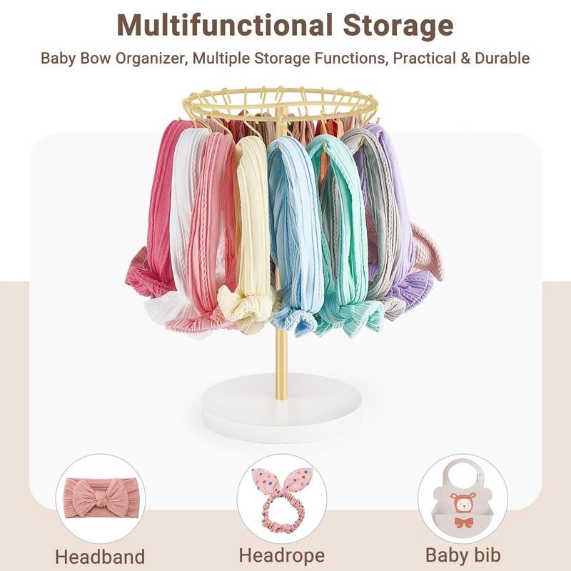 Headband Holder Hair Bow Organizer for girls with 30 Hooks Metal Baby Bow Holder for Girls Modern Hair Accessories Organizer Bow Rack Storage Stand Display