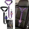Dog Car Harness Seatbelt 2-Pack - Adjustable 18-30 Inches Nylon Headrest Restraint Tether with Graphic, Zinc Alloy Swivel Snap, Chew Resistant, Machine Washable, Non-Customized Pet Safety Accessory for Vehicle Travel Dogs Puppies