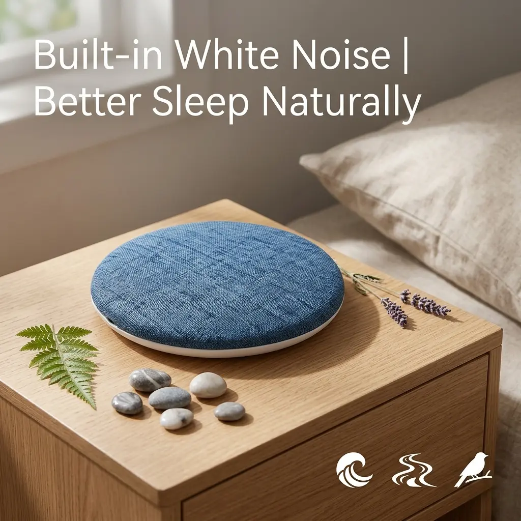 Ultra-Thin Bluetooth Pillow Speaker for Sleep, White Noise Sound Machine with Timer, Type-C Rechargeable Bedside Audio Speaker